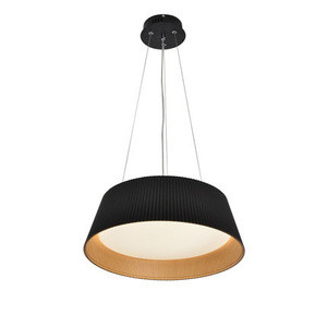 Czarna lampa wisząca LED do salonu UMBRIA metalowo-drewniana biała