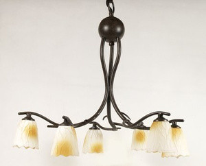 Lampa wisząca z regulacją wysokości do salonu Mikado 6-punktowa patyna
