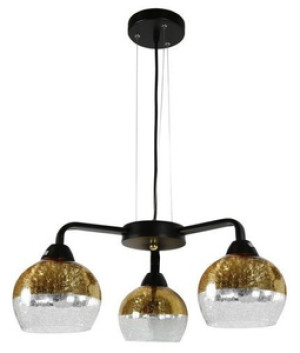 Czarna lampa wisząca regulowana 3xE27 do salonu CROMINA GOLD metal-szkło