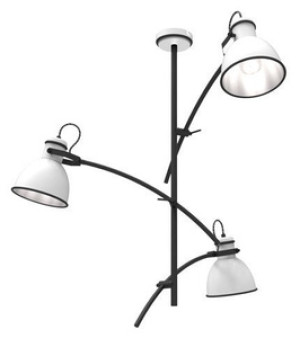 Czarno-biała lampa wisząca sufitowa regulowana 3-płomienna ZUMBA metal