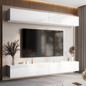 Nowoczesna meblościanka do salonu 280 cm biały połysk PREMIUM