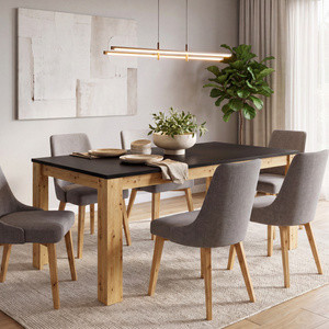 Stół do jadalni RUSTICA 180 cm dąb artisan z czarnym blatem