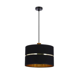 Czarna złota lampa wisząca 30 cm do salonu ASSAM z abażurem