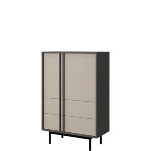 Komoda wysoka AVERO 83 cm antracyt beż jasny z szufladami