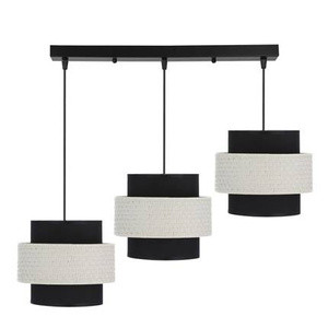Czarna lampa wisząca potrójna do salonu BENTA z abażurami