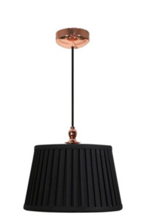 Czarna lampa wisząca stożek do salonu AMORY metal tkanina
