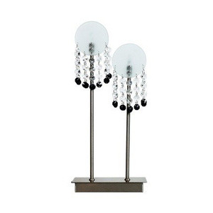Srebrna lampka stołowa podwójna do salonu LUXOR metal szkło
