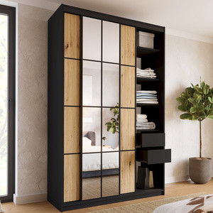 Loftowa szafa przesuwna 150 cm z lustrem i półkami EDGE MAX