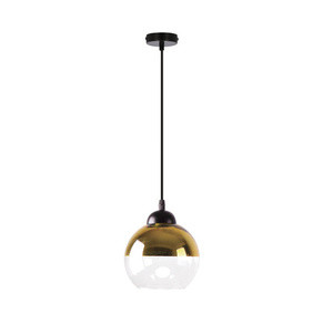 Czarna lampa wisząca do salonu z kloszem złotym CONTESSA 1 płomienna