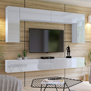 Biała meblościanka do salonu 280 cm PREMIUM