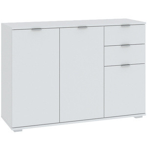 Biała komoda trzydrzwiowa 107 cm do salonu z szufladami ELARO