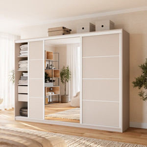 WYPRZEDAŻ Beżowa szafa przesuwna z lustrem 280 cm do sypialni VITA
