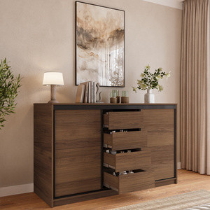 Komoda przesuwna z szufladami i drążkami 160 cm LOFT orzech