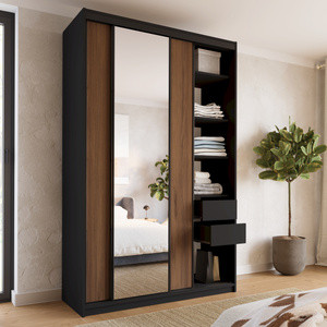 Wysoka szafa przesuwna z lustrem 150 cm do sypialni LOFT MAX orzech