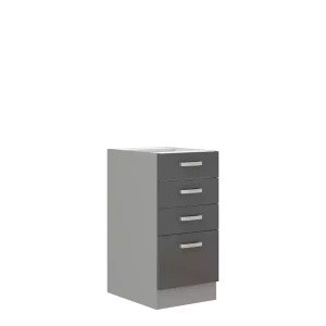 Szafka kuchenna z szufladami szary połysk 40 cm SILVER