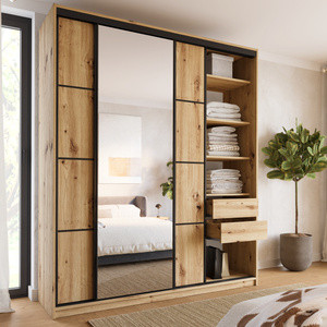 WYPRZEDAŻ Loftowa wysoka szafa przesuwna z lustrem 200 cm LOFT MAX