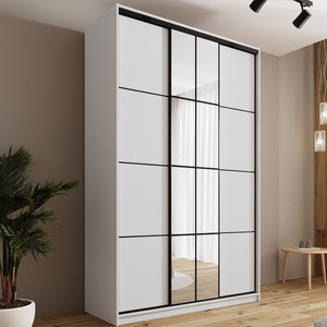 Biała szafa przesuwna z lustrem i drążkami 150 cm EDGE MAX