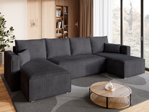 WYPRZEDAŻ Szary narożnik rozkładany z pojemnikiem na pościel TOP U funkcja spania