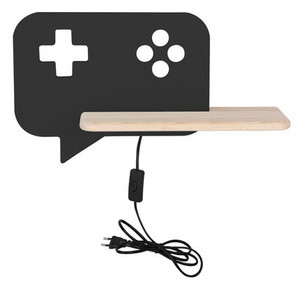 Czarny kinkiet ścienny z półką do pokoju dziecięcego CONSOLE KIDS MDF