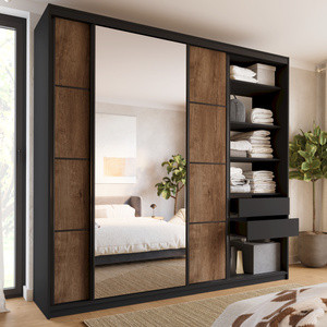 WYPRZEDAŻ Szafa przesuwna z lustrem 250 cm z szufladami LOFT MAX