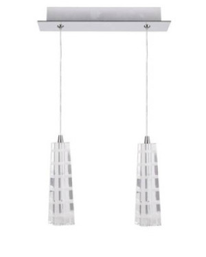 Chromowana lampa wisząca regulowana do salonu EMO 2-punktowa