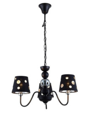 Czarny żyrandol lampa wisząca 3xE14 do salonu BATLEY metal tkanina