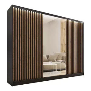 WYPRZEDAŻ Pojemna szafa z lustrem i lamelami na drzwiach LOFT 250 cm