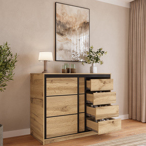 Loftowa komoda przesuwna z szufladami do sypialni 120 cm LOFT