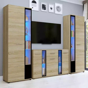 WYPRZEDAŻ Pojemne meble do salonu dąb sonoma CUBE XL