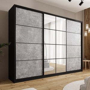 WYPRZEDAŻ Pojemna szafa przesuwna 280 cm z lustrem i drążkami EDGE