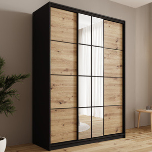 Loftowa szafa przesuwna 150 cm z lustrem i drążkami EDGE