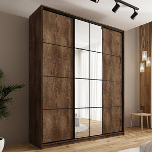 WYPRZEDAŻ Wysoka loftowa szafa przesuwna 200 cm z lustrem EDGE MAX
