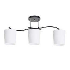 Chromowo-czarna lampa sufitowa 3-punktowa do salonu ESNYR z kloszami białymi