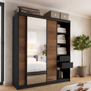 WYPRZEDAŻ Szafa przesuwna z lustrem 180 cm do sypialni LOFT orzech