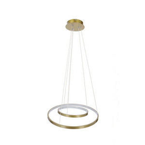 Złota lampa wisząca LED 40W podwójny ring do salonu LUNE metal