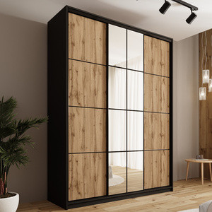 WYPRZEDAŻ Szafa przesuwna do sypialni z lustrem 180 cm EDGE MAX dąb wotan