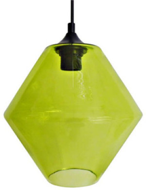 Zielona lampa wisząca z regulacją wysokości do salonu BREMEN szklany klosz