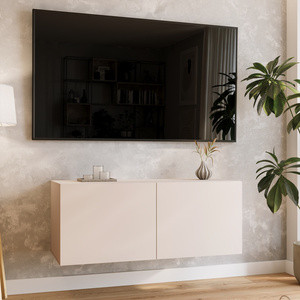 Wisząca szafka RTV 100 cm z półkami do salonu LORI kaszmir