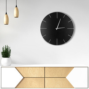 Zegar ścienny 60x4x60 cm czarny MDF z metalowymi detalami