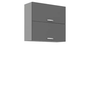 Nowoczesna szafka kuchenna wisząca szary połysk 80 cm SILVER