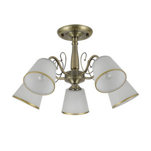 Patynowa lampa wisząca 5x40W E14 do salonu LOSANNA z białymi kloszami