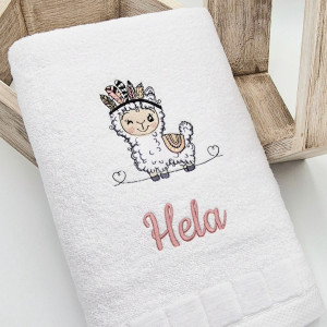 RĘCZNIK z imieniem dziecka LAMA boho