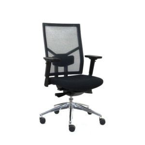 Bürostuhl Amigo Modell X125 mit Netzrücken und Fußkreuz Aluminium poliert