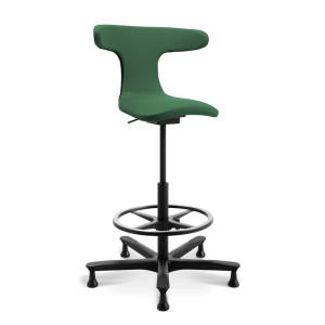 Wagner W-ORK PAD +Plus Green Drehstuhl mit Dondola Sitzgelenk und Fußring - Gesund und aktiv Sitzen - Sitzhöhe: 56 - 88 cm - Einzigartig ökologisch!