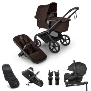 Bugaboo Fox 5 Renew + akcesoria - Black/Cocoa Brown-Cocoa Brown