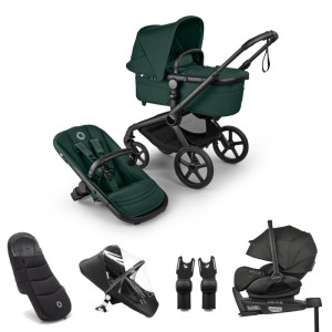 Bugaboo Fox 5 Renew + akcesoria - Black/Fern Green-Fern Green