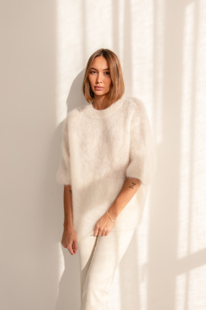 Steven Moherowy Sweter Ecru Premium