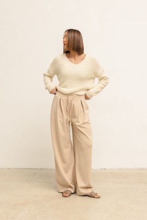 Sidney Spodnie Wide Leg Beż