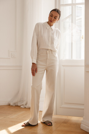 3376 Spodnie Jeansowe Wide Leg Jasny Beż