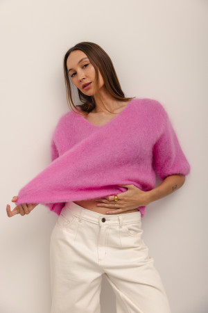 Maxwell Moherowy Sweter Fuksja Premium